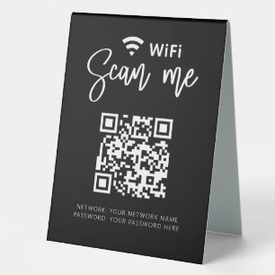 Plaque De Table Réseau Wifi QR Code Black Modern Business