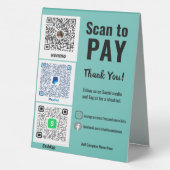 Plaque De Table Réseaux sociaux Payez ici QR Venmo PayPal (Verso)