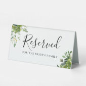 Plaque De Table Réservation de mariage floral de verdure (Verso)