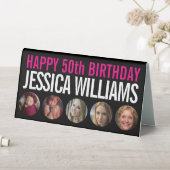 Plaque De Table Réservé 50e anniversaire noir blanc rose cinq phot (En SItu (Tableau))