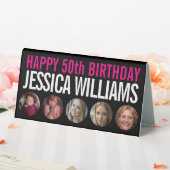 Plaque De Table Réservé 50e anniversaire noir blanc rose cinq phot (In SItu (Mariage))