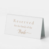 Plaque De Table Réservé à la famille de la mariée (Verso)