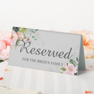 Plaque De Table Réservé à la famille de la mariée Floral Light Gre