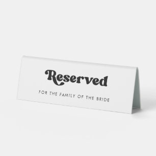 Plaque De Table Réservé à la famille mariage rétro élégant