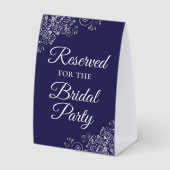 Plaque De Table Réservé à la mariée Elégant Navy Argent (Recto)