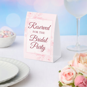 Plaque De Table Réservé à la mariée et à sa suite Fleurs roses pas