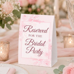 Plaque De Table Réservé à la mariée et à sa suite Fleurs roses pas