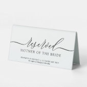 Plaque De Table Réservé à la mère de la mariée (Verso)