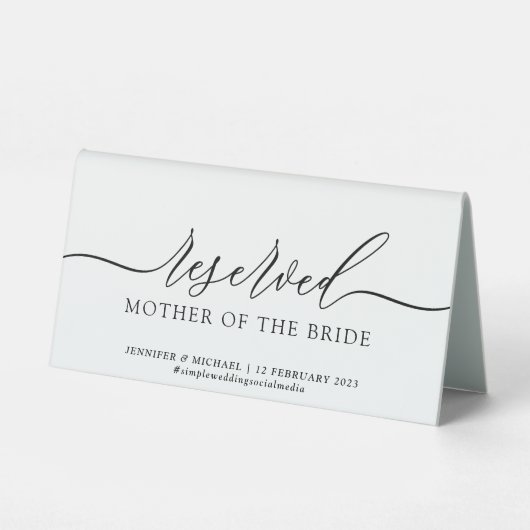 Plaque De Table Réservé à la mère de la mariée (Verso)