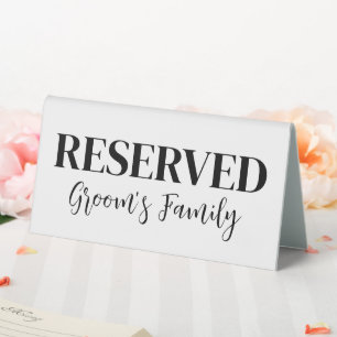 Plaque De Table Réservé au Mariage minimaliste familial de la cham