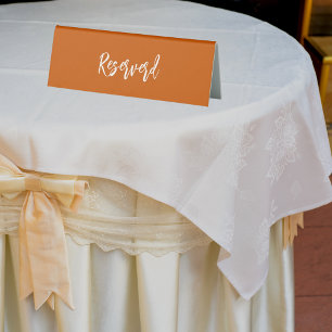 Plaque De Table Réservé brûlé orangé script en terre cuite élégant