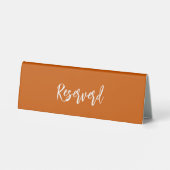 Plaque De Table Réservé brûlé orangé script en terre cuite élégant (Verso)