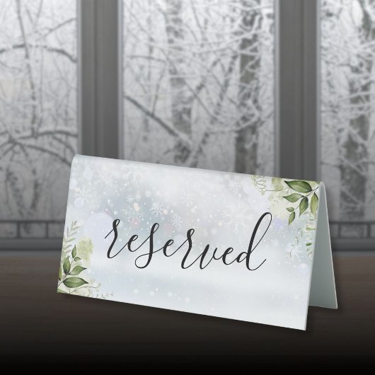 Plaque De Table Réserve de verdure florale hivernale Script