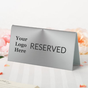 Plaque De Table Réservé en métal brossé Regardez votre logo ici