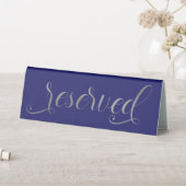 Plaque De Table Réservé|Navy Blue Silver Calligraphy Mariage Table (En SItu (Tableau))