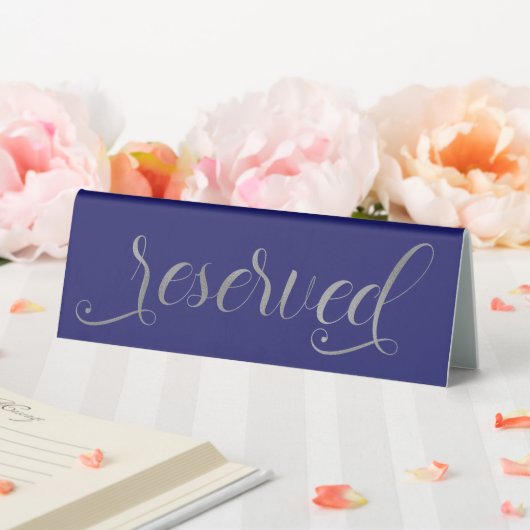 Plaque De Table Réservé|Navy Blue Silver Calligraphy Mariage Table (In SItu (Mariage))