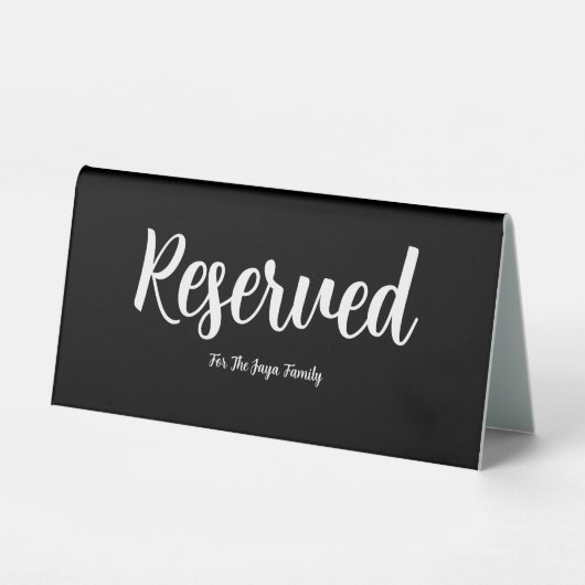 Plaque De Table Réservé noir et blanc (Recto)