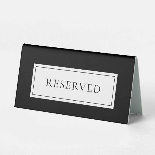 Plaque De Table Réservé Noir Et Blanc Moderne (Verso)