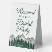 Plaque De Table Réservé pour la Bridal Party Mountains & Pine (Verso)