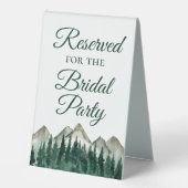 Plaque De Table Réservé pour la Bridal Party Mountains & Pine (Recto)