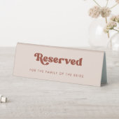 Plaque De Table Réservé pour la famille Rétro élégant Peach Pink (En SItu (Tableau))