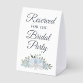 Plaque De Table Réservé pour la fête nuptiale Dusty Blue Floral (Verso)