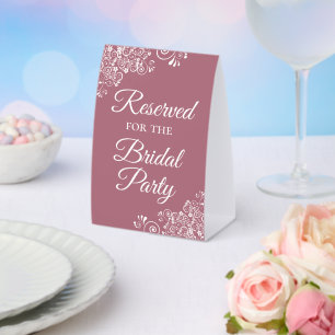 Plaque De Table Réservé pour la fête nuptiale Elegant Dusty Rose
