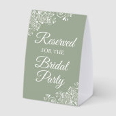 Plaque De Table Réservé pour la fête nuptiale Elegant Sage Green (Verso)