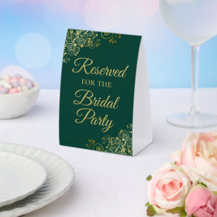Plaque De Table Réservé pour la fête nuptiale Emerald Green & Gold