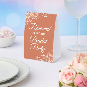 Plaque De Table Réservé pour la fête nuptiale Terracotta Coral