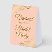 Plaque De Table Réservé pour la mariée Elegant Peach & Gold (Recto)
