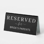 Plaque De Table Réservé Pour Mariées Mariage Parent Réception (Recto)