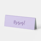 Plaque De Table Réservé violet lavande violet script violet élégan (Verso)