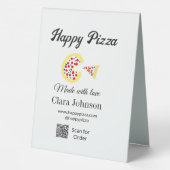 Plaque De Table Restaurant de pizzas café pizzeria scannez le code (Verso)