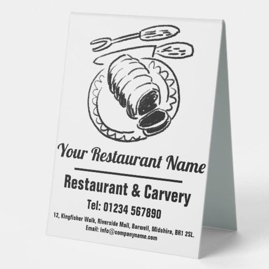 Plaque De Table Restaurant Dimanche Déjeuner ou Dîner Menu (Recto)