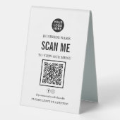 Plaque De Table Restaurant Menu Code QR Logo d'entreprise (Verso)