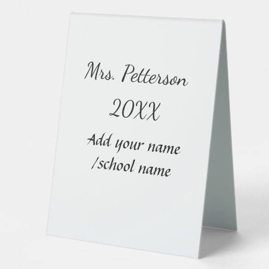 Plaque De Table Retour à l'école ajouter nom de l'enseignant année (Recto)