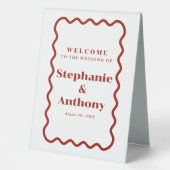 Plaque De Table Retro 1950s Wavy Edge Mariage rouge foncé (Recto)