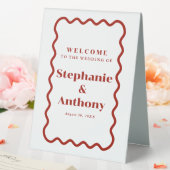 Plaque De Table Retro 1950s Wavy Edge Mariage rouge foncé (In SItu (Mariage))