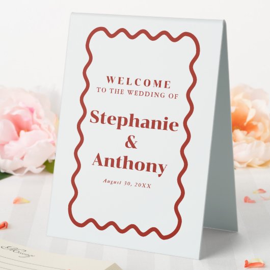 Plaque De Table Retro 1950s Wavy Edge Mariage rouge foncé (In SItu (Mariage))