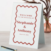 Plaque De Table Retro 1950s Wavy Edge Mariage rouge foncé (En SItu (Tableau))