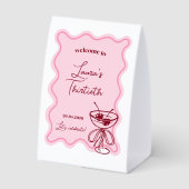 Plaque De Table Retro Cherry Cocktail Birthday Welcome Sign (Verso)