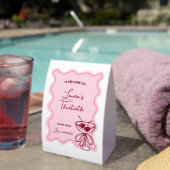 Plaque De Table Retro Cherry Cocktail Birthday Welcome Sign (InVersositu (sur table))