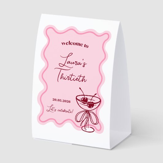 Plaque De Table Retro Cherry Cocktail Birthday Welcome Sign (Recto)