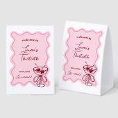 Plaque De Table Retro Cherry Cocktail Birthday Welcome Sign (Recto/verso)