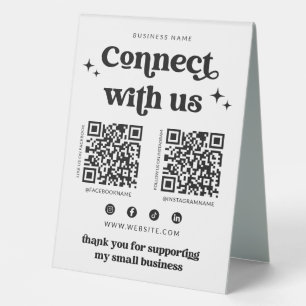 Plaque De Table Retro Connect Us Social Media Sign