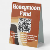 Plaque De Table Retro les années 70 Bohême Mariage QR Code Honeymo (Verso)