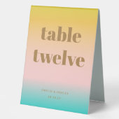 Plaque De Table Retro Pastel Rose Gradient Mariage Numéro personna (Recto)