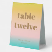 Plaque De Table Retro Pastel Rose Gradient Mariage Numéro personna (Verso)