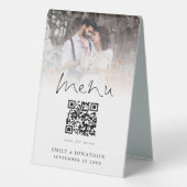 Plaque De Table Revêtement photo moderne Qr Code Menu Mariage (Verso)